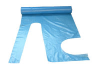 Tablier jetable de PE de couleur bleue écologique avec surface douce/gravante en refief